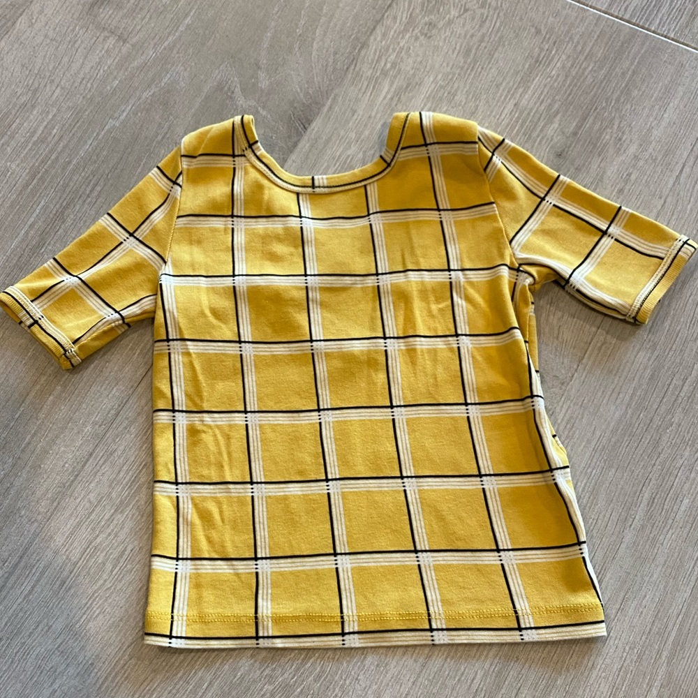 Mini Rodini Checkered Top with Crisscross Back Detailing in Yellow (3-5y)